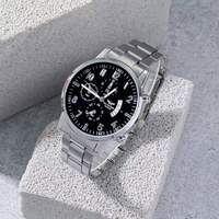 Ensemble promotionnel de 4 pièces pour homme, nouveau produit tendance d'été, montre plaquée argent, bracelet, collier, bague, collection de coffrets cadeaux