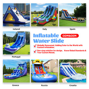 Château gonflable aquatique pour enfants, toboggan aquatique commercial gonflable à double piste avec piscine - Product Image 5