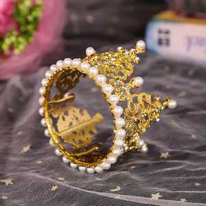 Topper de gâteau de couronne de perle pour des ornements de diadème de demi-cercle de décorations de fête d'anniversaire pour des enfants et des adultes - Product Image 4
