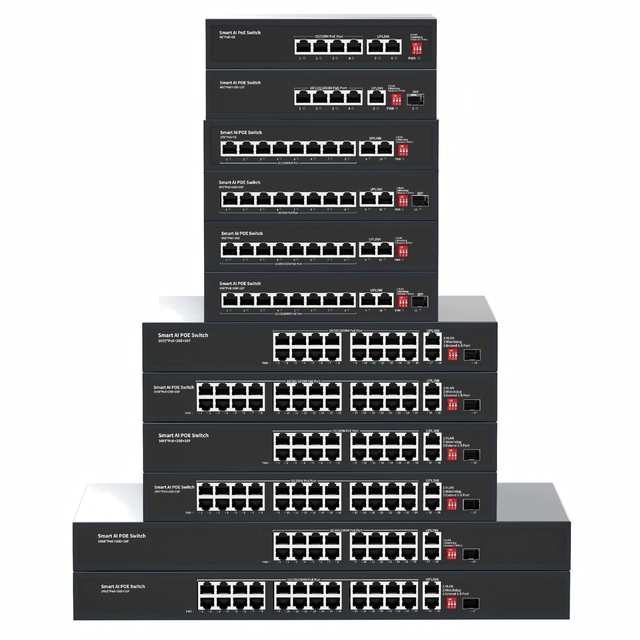 4 Port Gigabit PoE Switch with AI Monitor 250m Extend Mode, for IP Cameras & WiFi AP