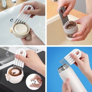 2024 multifonctionnel tasse couverture cuisine brosse Nylon 5 rangées petites brosses ménage rainure Gap tasse nettoyage brosse outils - Product Image 2