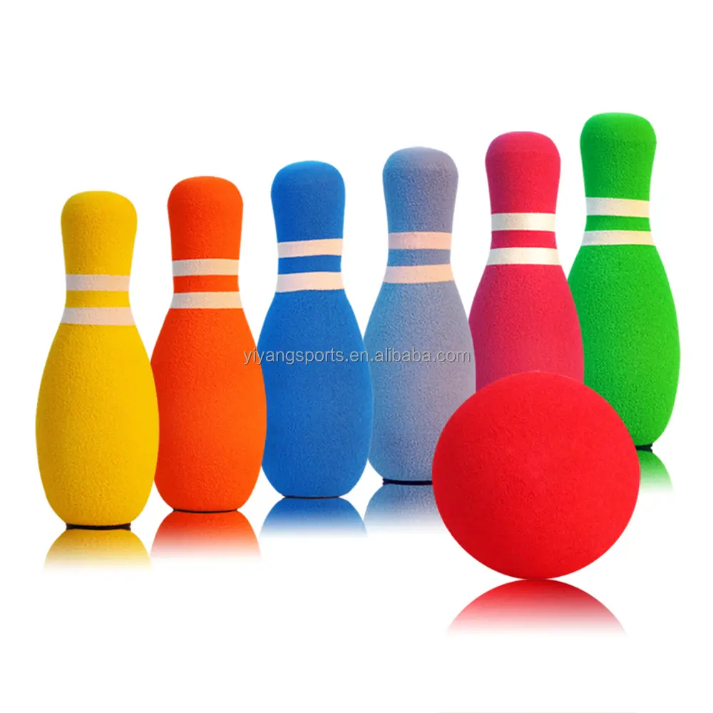 Fabrik Großhandel NBR Schaum Material weich 6 Stück Kinder Kunststoff Bowling Pins und Ball Spielzeug Schaum Bowling Set für Kinder