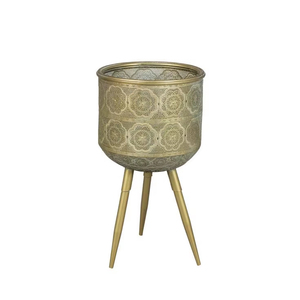 Macetero de diseño elegante con forma redonda, hecho a mano con metal, para uso en jardines, de exportadores indios. - Product Image 2