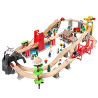 Nouveau 100-ensemble de pistes en bois de luxe petite piste de train électrique jouets éducatifs créatifs pour les enfants