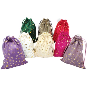 Sac cadeau décoratif en velours écologique personnalisé pour Noël, avec cordon de serrage - Product Image 1