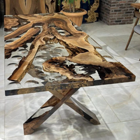 MOREDESIGN Table de café et de salle à manger en bois de noyer massif avec résine époxy, style rivière, vente chaude directe usine