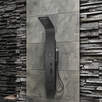 Panneau de spa de douche de salle de bain mural en aluminium noir de luxe BODE avec pommeau de douche pluie