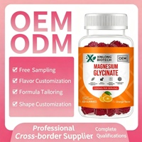 Gommes de glycinate de magnésium 1200mg, 60 unités, à croquer, avec Vitamine D3, B6, Calcium, Végétalien, Sans OGM, pour Adultes, Quotidien, OEM ODM