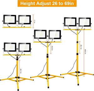 20000 Lumen LED <span class=keywords><strong>Lampe</strong></span> de Travail 200W Double Tête Support Télescopique Trépied Étanche IP66 <span class=keywords><strong>Lampe</strong></span> Interrupteur Individuel Réglable - Product Image 2