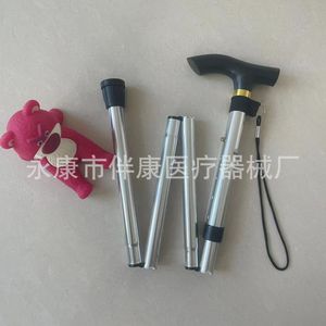 Five Section Folding Aluminum Alloy <b>Walking</b> <b>Stick</b> 0.8mm Thick Portable For Elderly People - Product Image 3