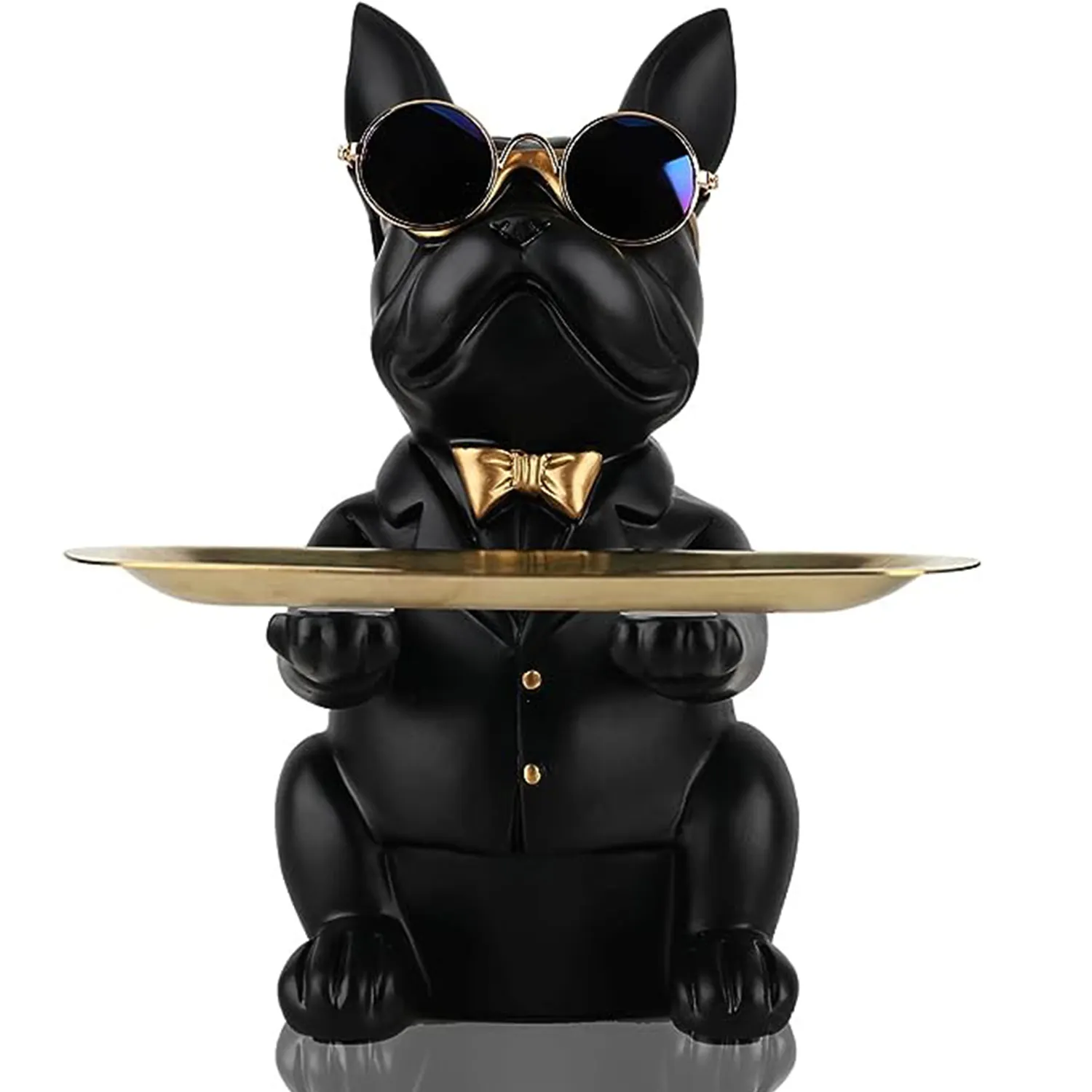 Bandeja perro Animal resina nórdica Decoración de mesa para el hogar estatua de Bulldog nórdico con bandeja de mesa para perro de casa