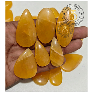 Fabricant professionnel de pierres précieuses, calcite jaune, pierres naturelles en vrac, cabochons de haute qualité, dos plat, 20-35 mm, vente en gros - Product Image 5