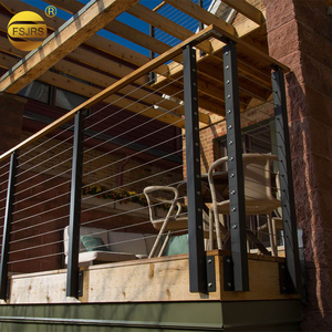 Deck Fence Stair Handrail Metal Railing <strong>Stainless</strong> <strong>Steel</strong> <strong>Pillars</strong> Rope Handrail <strong>Brackets</strong> Outdoor Stair Black Cable Railings
