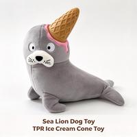 Jouet pour chien Sea Lion, jouet en forme de cornet de crème glacée en TPR, jouet interactif en peluche douce pour chiens