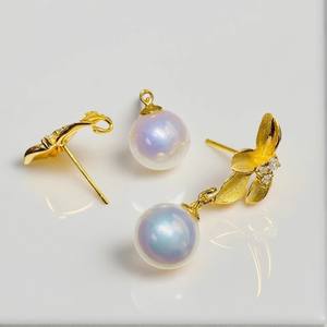 22574 DIY <b>Pearl</b> Accessories S925 Silver Ear Nail Empty Holder Fashionable Simple Ear Hook for Women 9-15mm Beads <b>Pearl</b> <b>Earrings</b> - Product Image 2