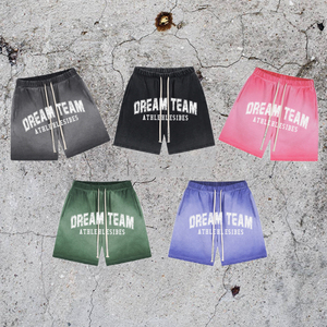 Pantalones cortos de gimnasio French Terry de peso pesado con estampado personalizado 100% algodón Vintage desgastado lavado con ácido Casual Jogging para hombres - Product Image 1