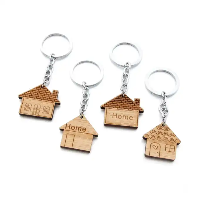 casa de madera creativa llavero casa madera llavero casa anillo decoración  regalo favores