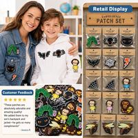 Parches bordados termoadhesivos y para coser, bonitos y variados, con diseños de oruga, mono, simio, abeja, avellana, araña, murciélago, gato, telaraña y rayo