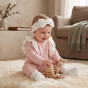 Conjunto de 3 Piezas de Mameluco <span class=keywords><strong>para</strong></span> Niña Mimixiong, Mameluco de Algodón Puro con Zapatos a Juego, Diadema con Encaje Plisado, Conjunto de Regalo Perfecto <span class=keywords><strong>para</strong></span> Recién Nacidas - Product Image 4