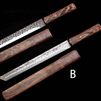 Couteau de poche en acier à motif Damas, épée courte, lame trempée à la boue, Hamon, fait main