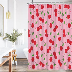 <span class=keywords><strong>Rideau</strong></span> de douche imprimé cerise rose fruits esthétique aquarelle Floral coloré <span class=keywords><strong>rideau</strong></span> de douche imperméable pour <span class=keywords><strong>baignoire</strong></span> décor de salle de bain - Product Image 4