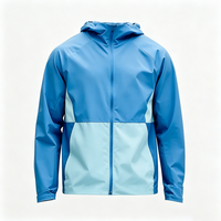 Ensemble deux pièces léger et respirant pour homme : veste de sport à capuche colorblock anti-UV et coupe-vent, idéal pour la course, personnalisable avec logo