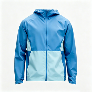 <strong>Men</strong> Colorblock Hooded Sun Skin Jacket Sports <strong>Short</strong> Two Piece Set Lightweight Quick Dry Windbreaker Tracksuit Custom Logo Running - Product Image 3