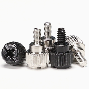 Vis à molette moletées, vis de serrage manuel pour <span class=keywords><strong>châssis</strong></span> d'ordinateur, en acier au carbone nickelé/fini noir - Product Image 1