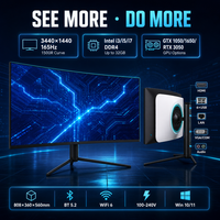 Ordinateurs tout-en-un DW-34 34 pouces incurvés 3440x1440 21:9 1500R 165Hz Intel Core I3 I5 I7 DDR4 32 Go SSD 2 To avec support rotatif AIO