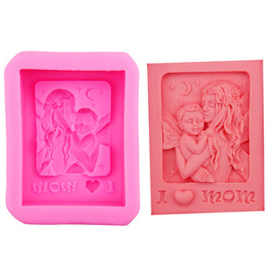 Khuôn làm xà phòng, nến, bánh chocolate hình chữ cái DIY bằng silicon: Mẹ ôm bé & chữ I LOVE MUM - Product Image 6