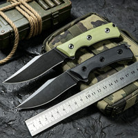 Couteau de chasse et de survie à lame fixe en acier 5Cr13 de haute qualité, manche G10 avec étui Kydex noir, couteau multi-usages robuste pour l'extérieur