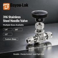 Manual 316 SS Needle Valve Precision High Pressure Resistance Leak-Proof Fine Flow Control Gas Pressure Regulator Valve Fitting
