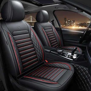 Housse de siège de <span class=keywords><strong>voiture</strong></span> en cuir durable de style professionnel, couverture complète avant et partielle arrière, couleur personnalisée, ensemble de 5 pièces, ajustement universel - Product Image 4