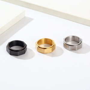 Zhiongzhe fabrika erkek yüzük toptan 18k altın kaplama paslanmaz çelik Actagon dönebilir parmak yüzük - Product Image 2