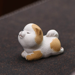 Figurine de chien de compagnie Zisha en argile peinte à la main, signe du zodiaque Corgi Caniche, jouet de thé, accessoire de service à thé, décoration d'intérieur - Product Image 4