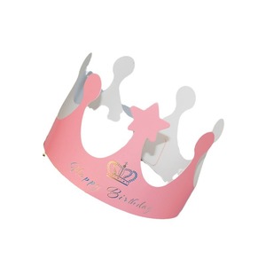 Birthday Crown Party Hat Paper Adjustable Unisex For Birthday Celebration Pink And Blue Iridescent 100 Pcs Each - Product Image 5