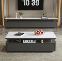 Table basse moderne en marbre et bois, meuble TV sur pied avec rangement double couche, convertible, pour salon domestique
