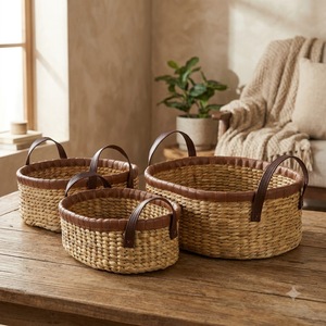 Cesta de Almacenamiento Rectangular Rústica Vintage de Hojas de Palma Tejidas, Hecha a Mano, Ecológica, Decorativa, para Juguetes y Artículos Diversos para Niños - Product Image 1