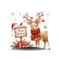 Housse de coussin de Noël en peluche douce avec imprimé personnalisé de rennes, bonhommes de neige, Père Noël et ours polaires, pour la décoration du canapé et du salon, vente en gros