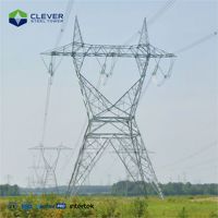 Pylône de transmission électrique aérien en treillis d'acier galvanisé à chaud haute résistance à 4 poteaux