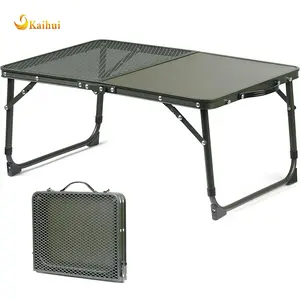 Klappbarer Camping-Tisch mit Mesh-Desktop, verstellbarer tragbarer Aluminium-Grill tisch mit Tragegriff für den Außenbereich, Picknick