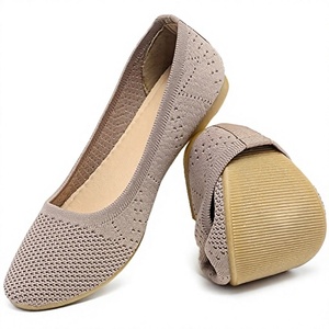 Zapatos Planos de Punto para Mujer, Estilo Bailarina, con Punta Descubierta, Parte Superior de Malla Transpirable, Suela de PVC, Zapatos Casuales para Caminar, Oficina, Primavera, Verano, Otoño - Product Image 4
