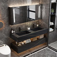 Offres Spéciales Moderne Salle De Bain WC TOILETTE Armoire Flottant Vanité Lavabo Unités Avec pierre Comptoir