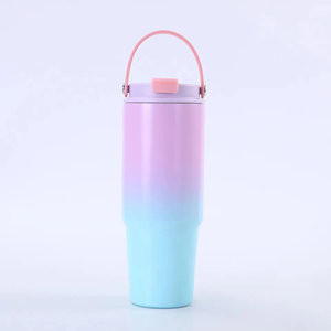 Gobelet isotherme double paroi en acier inoxydable 304, 30 oz, nouveau coloris dégradé, portable pour voiture et camping, 350 ml, classique pour boissons froides - Product Image 4