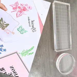 DIY Ecofriendly Clear Grid Lines Acrylic Stamp Block For Kids Scrapbooking Crafts Card Making