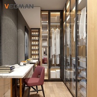 Armoire moderne en forme de L sur mesure pour chambre à coucher, en verre et en bois, pour la maison, l'appartement ou la villa, pour dressing
