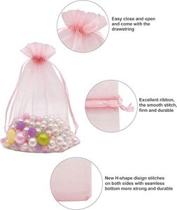 Bolsas de Organza con Cordón para Joyería, Bolsas de Malla Transparentes para Regalos, Envoltorios para Baby Shower, Recuerdos de Boda, Envío Rápido - Product Image 4