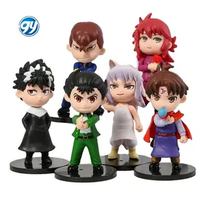 GY 6pcs/lot 9-11cm YuYu Hakusho Urameshi Yuusuke Kuwabara Kazuma Minamino Shuuichi Hiei Pvc Anime Action Figures