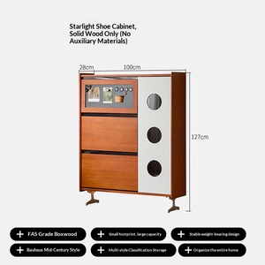 AHS Pre-orden Solid-2026 Nuevo Mueble Zapatero de Madera Maciza para el Hogar, Estilo Vintage, Armario de Almacenamiento Bauhaus con Cajones Abatibles para Pasillos - Product Image 3