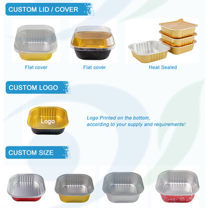 Teglie da forno monouso in alluminio da 300 ml, mini teglie quadrate colorate in alluminio con coperchio in plastica - Product Image 5